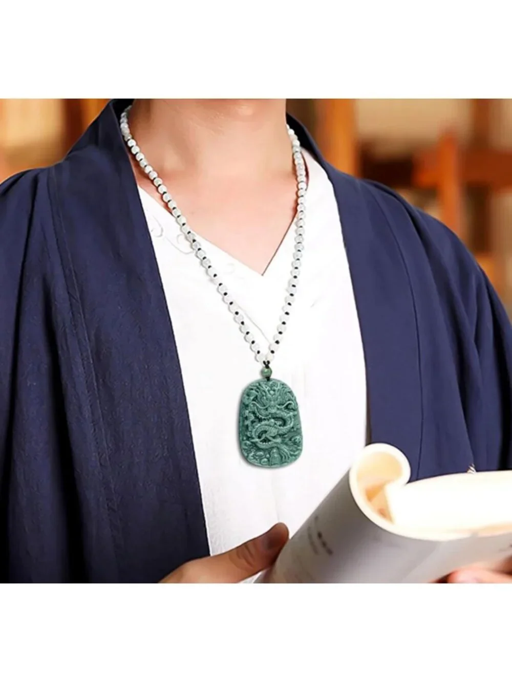 Natural Jade Dragon Pendant Necklace - Grade A Untreated Burmese Jadeite